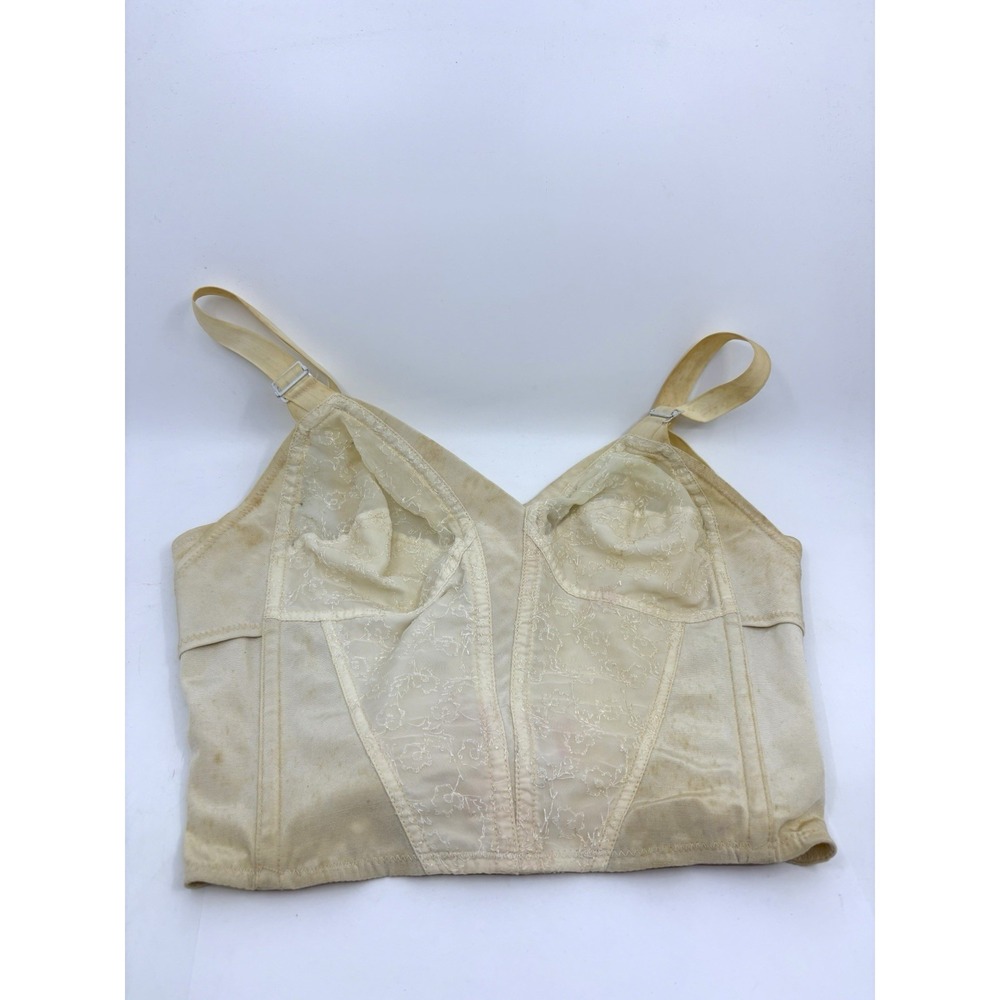 Vtg Playtex Long Line BRA 34B Lace Cup Ed Gein